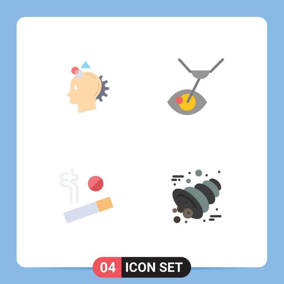 4 Thematic Vector Flat Icons and Editable Symbols of imagination no idea eye treatment smoking Editable Vector Design Elements