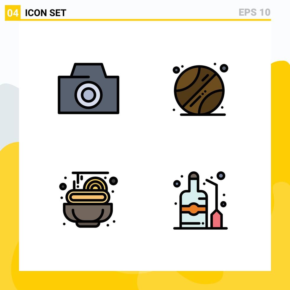 4 4 usuario interfaz línea de relleno plano color paquete de moderno señales y símbolos de foto alcohol colegio pasta vino editable vector diseño elementos