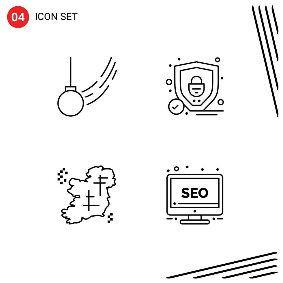 Modern Set of 4 Filledline Flat Colors and symbols such as pendulum map ball security point Editable Vector Design Elements