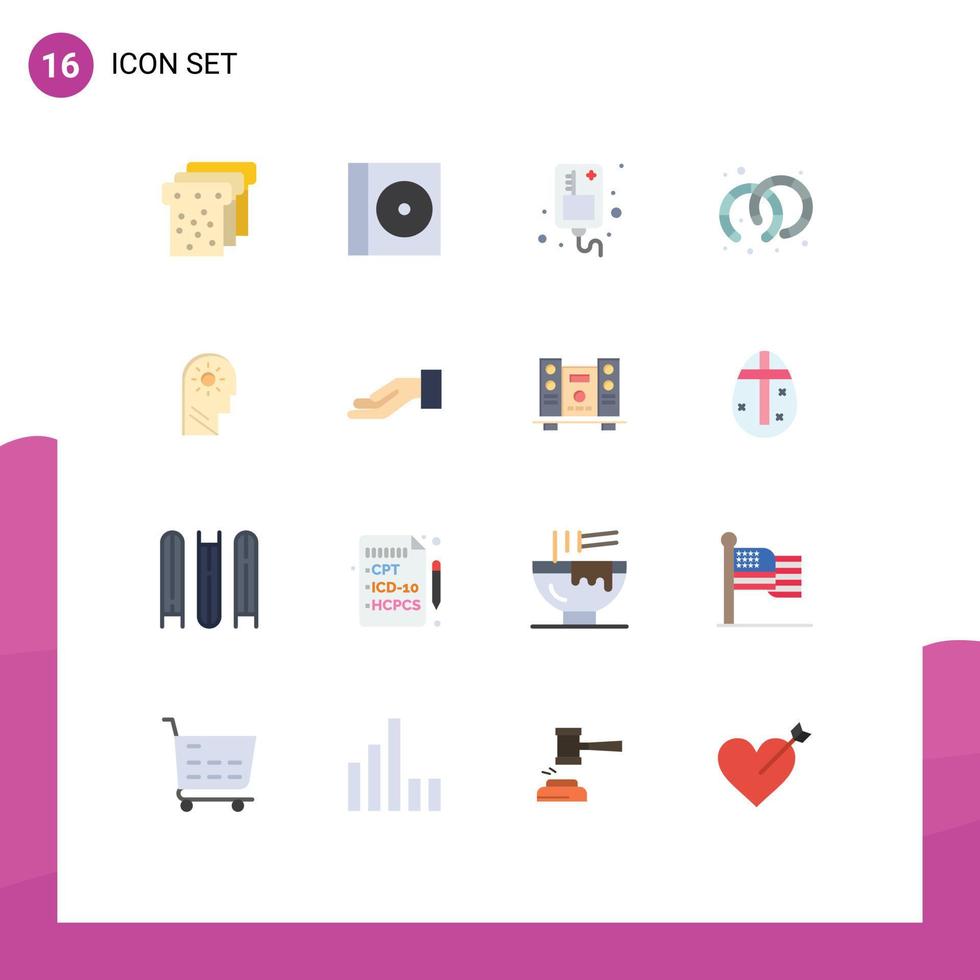 Pack of 16 Modern Flat Colors Signs and Symbols for Web Print Media such as alms mind iv control jewelry Editable Pack of Creative Vector Design Elements