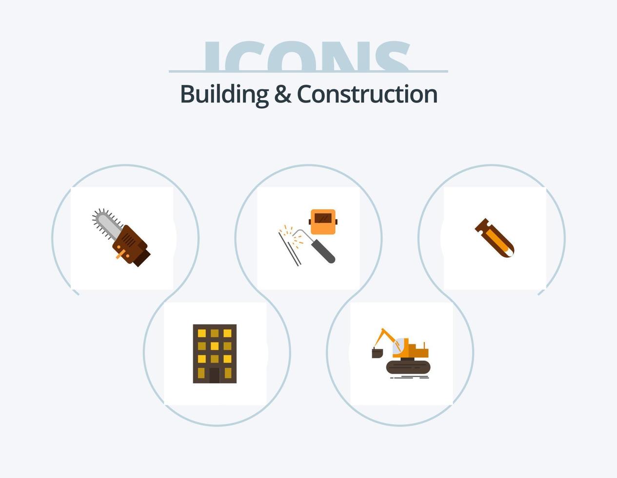 Building And Construction Flat Icon Pack 5 Icon Design. driver. industry. circular. factory. machine vector