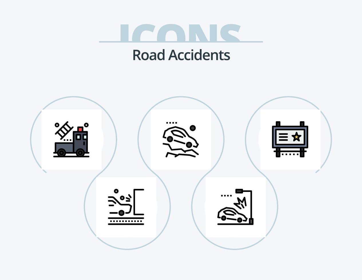 la carretera accidentes línea lleno icono paquete 5 5 icono diseño. accidente. peatonal. accidente. peligro. y vector