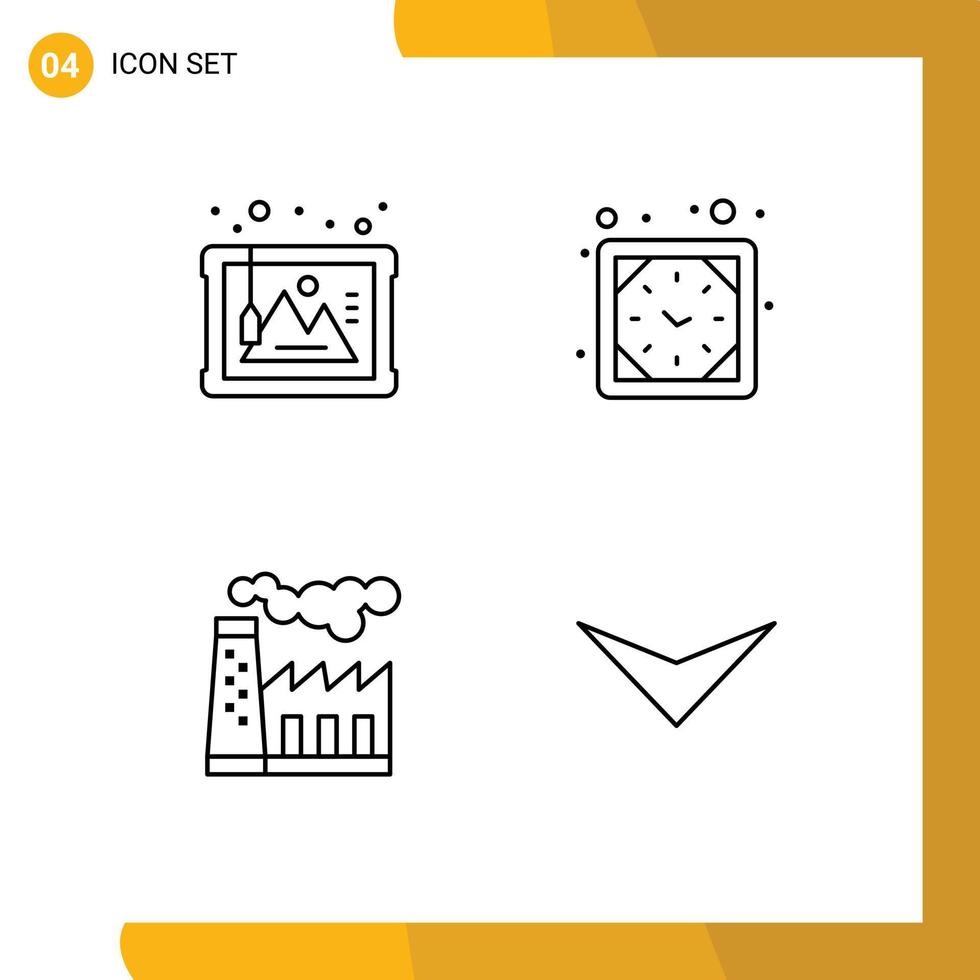 Universal Icon Symbols Group of 4 Modern Filledline Flat Colors of frame pollution history wall clock smoke Editable Vector Design Elements