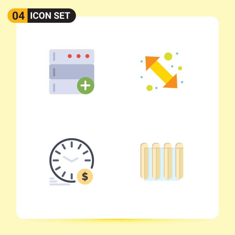 Set of 4 Commercial Flat Icons pack for base money arrow right wallclock Editable Vector Design Elements