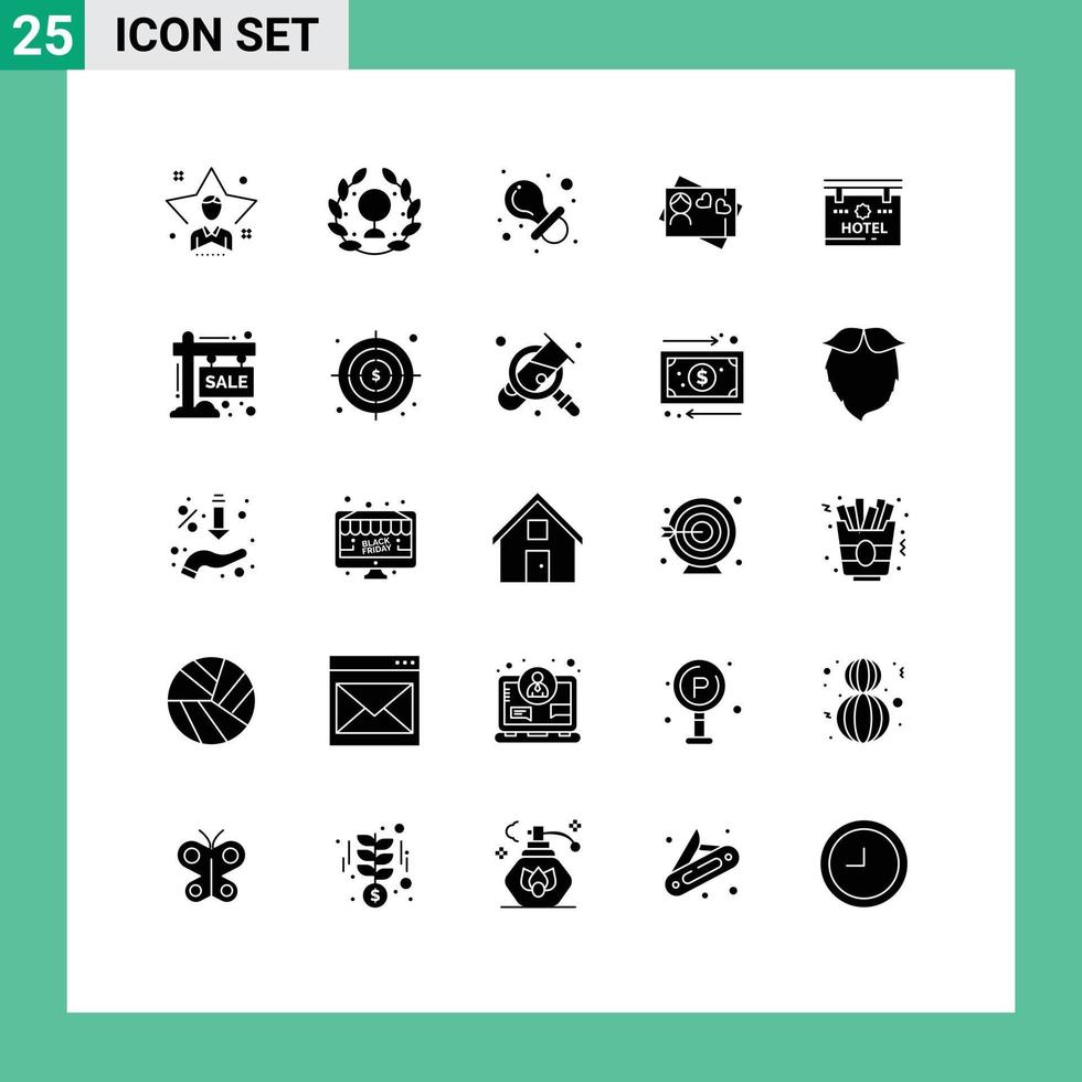 Set of 25 Vector Solid Glyphs on Grid for sign heart leaf love nipple Editable Vector Design Elements