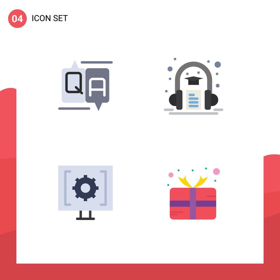 Stock Vector Icon Pack of 4 Line Signs and Symbols for chat customer message headphone service Editable Vector Design Elements