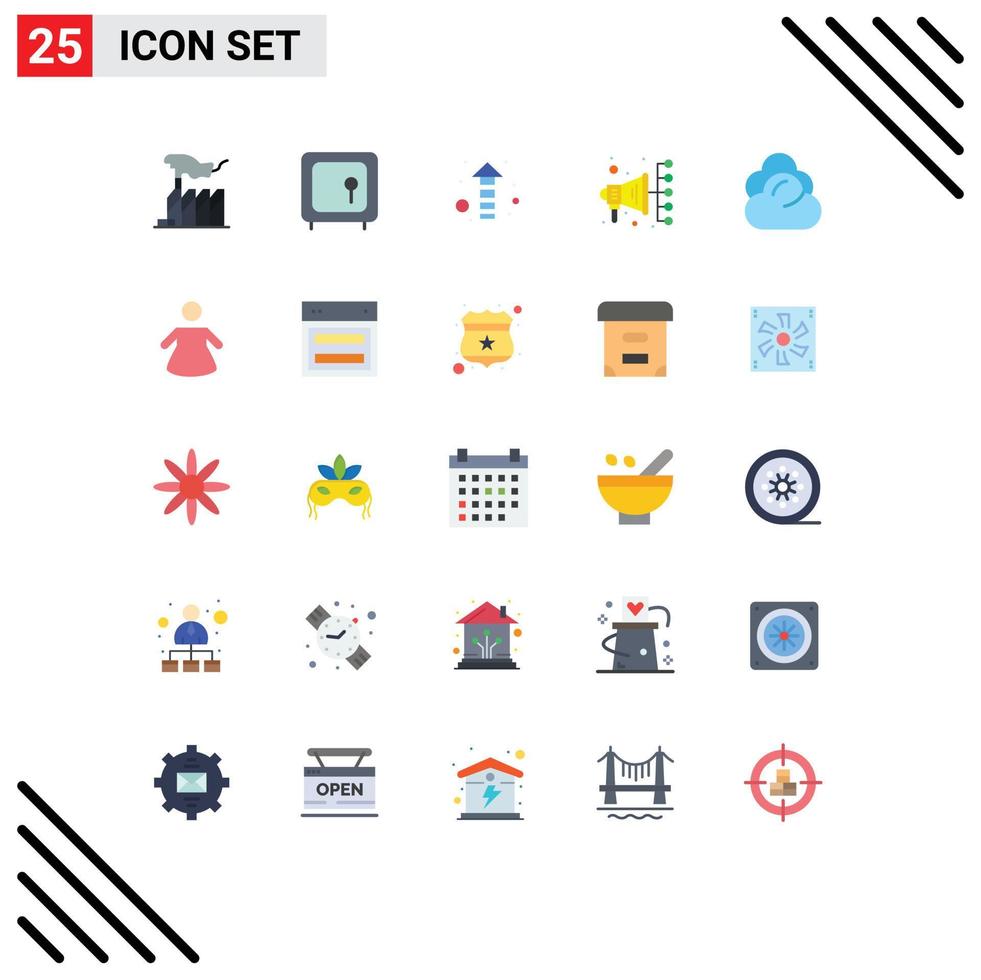 25 User Interface Flat Color Pack of modern Signs and Symbols of cloud digital marketing money digital up Editable Vector Design Elements