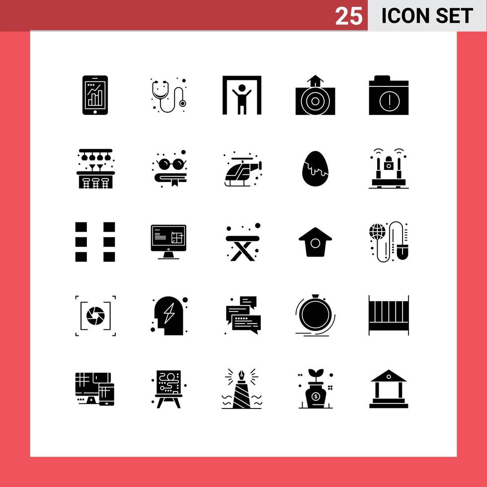 Set of 25 Vector Solid Glyphs on Grid for files weather stethoscope nature earthquake Editable Vector Design Elements