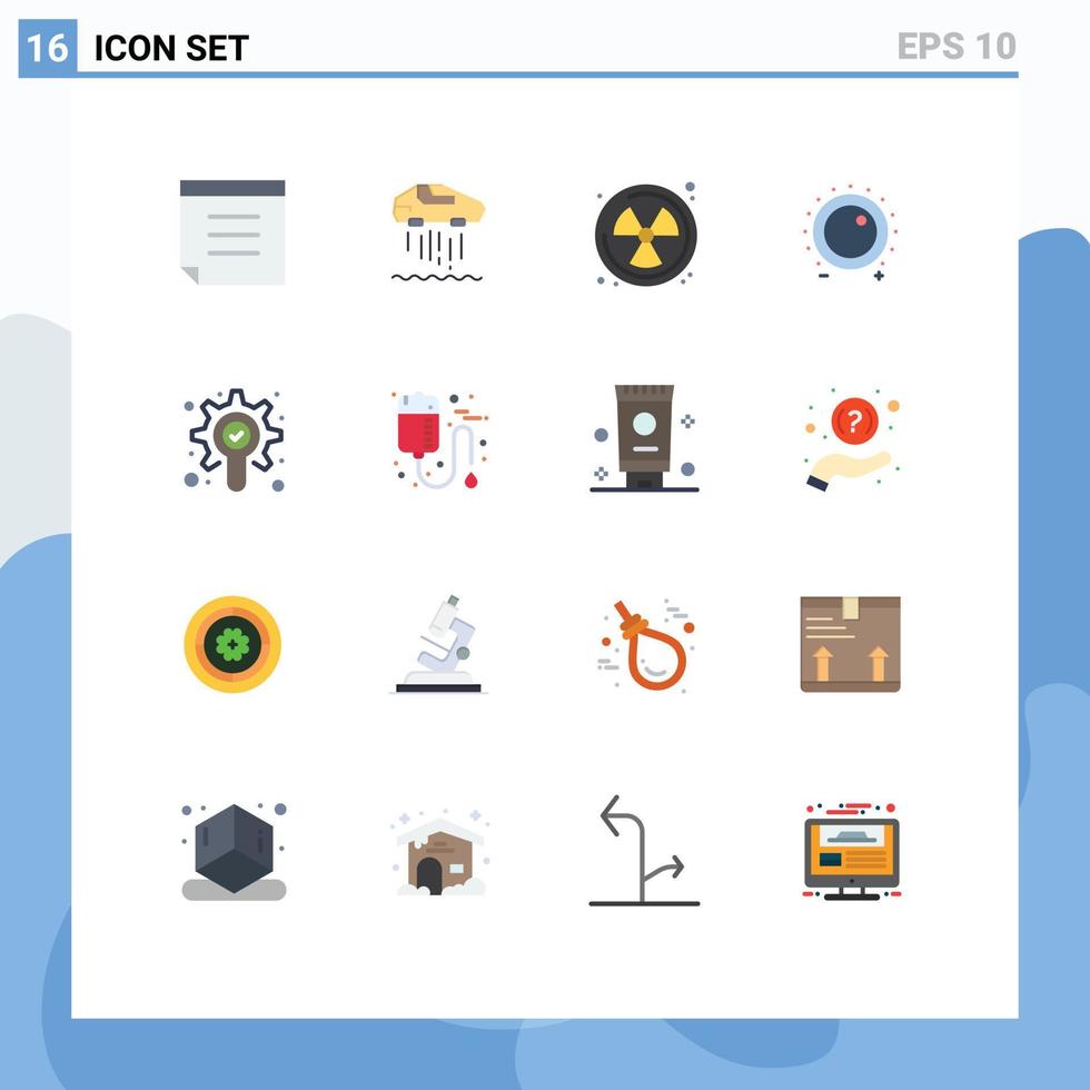 Set of 16 Modern UI Icons Symbols Signs for bag gear waste search level Editable Pack of Creative Vector Design Elements