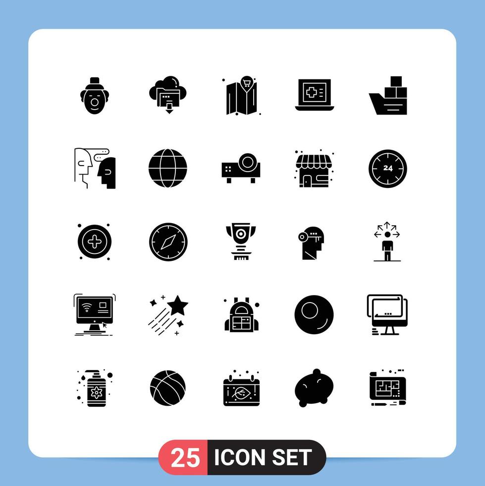 Stock Vector Icon Pack of 25 Line Signs and Symbols for transportation good map box medical Editable Vector Design Elements