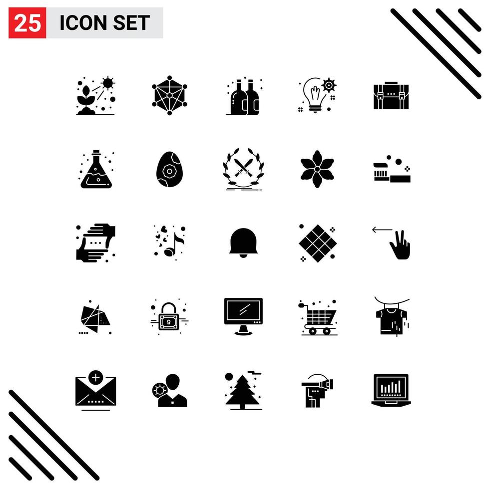 Stock Vector Icon Pack of 25 Line Signs and Symbols for briefcase gear machine solution bulb Editable Vector Design Elements