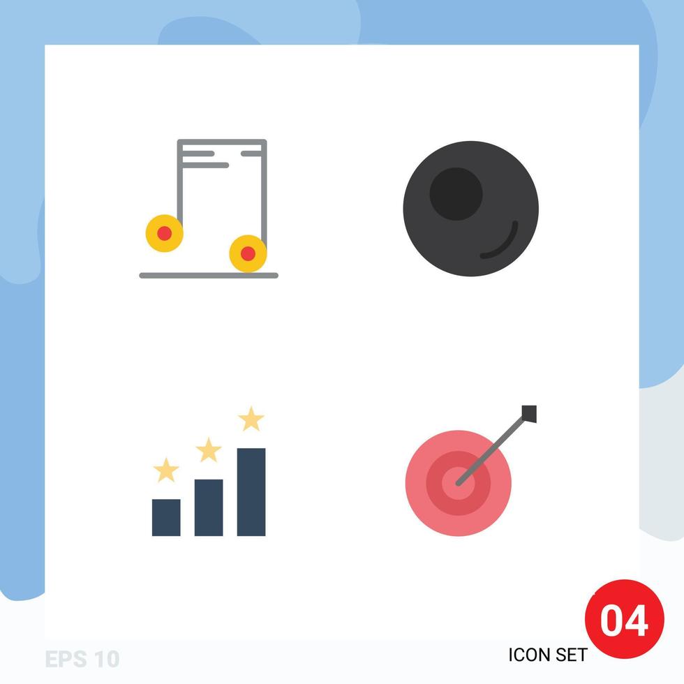 Mobile Interface Flat Icon Set of 4 Pictograms of music collection outline position trophy Editable Vector Design Elements