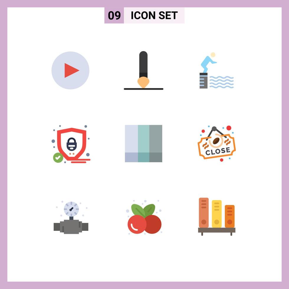 9 Creative Icons Modern Signs and Symbols of coffee layout pool grid layout shield Editable Vector Design Elements