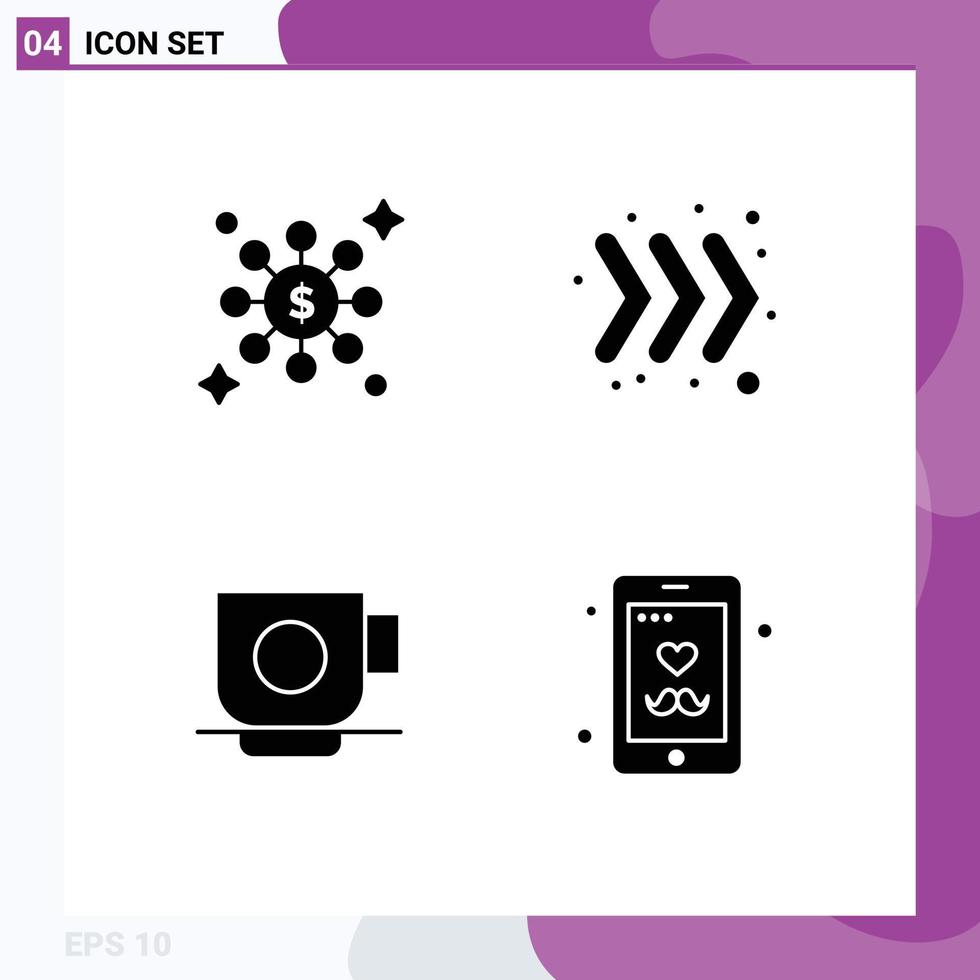 Universal Icon Symbols Group of 4 Modern Solid Glyphs of dollar finance arrow business father Editable Vector Design Elements