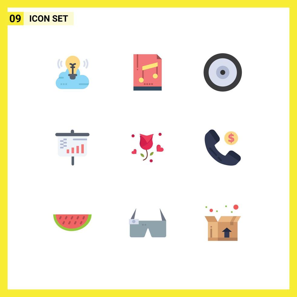 Universal Icon Symbols Group of 9 Modern Flat Colors of love rose mobile screen bar Editable Vector Design Elements