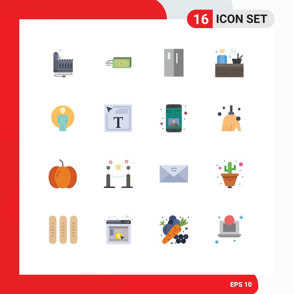 Set of 16 Vector Flat Colors on Grid for spa hot money side fridge Editable Pack of Creative Vector Design Elements