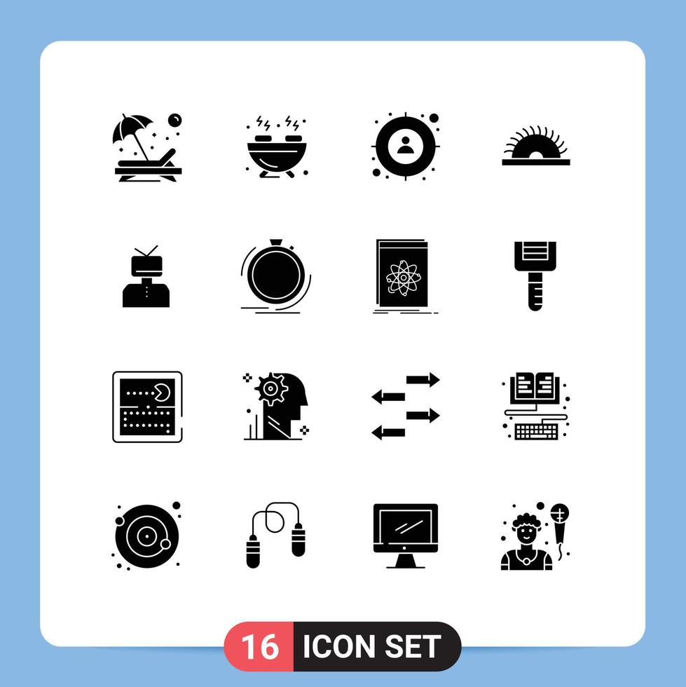 Modern Set of 16 Solid Glyphs Pictograph of affirmations utensils focus tool construction Editable Vector Design Elements