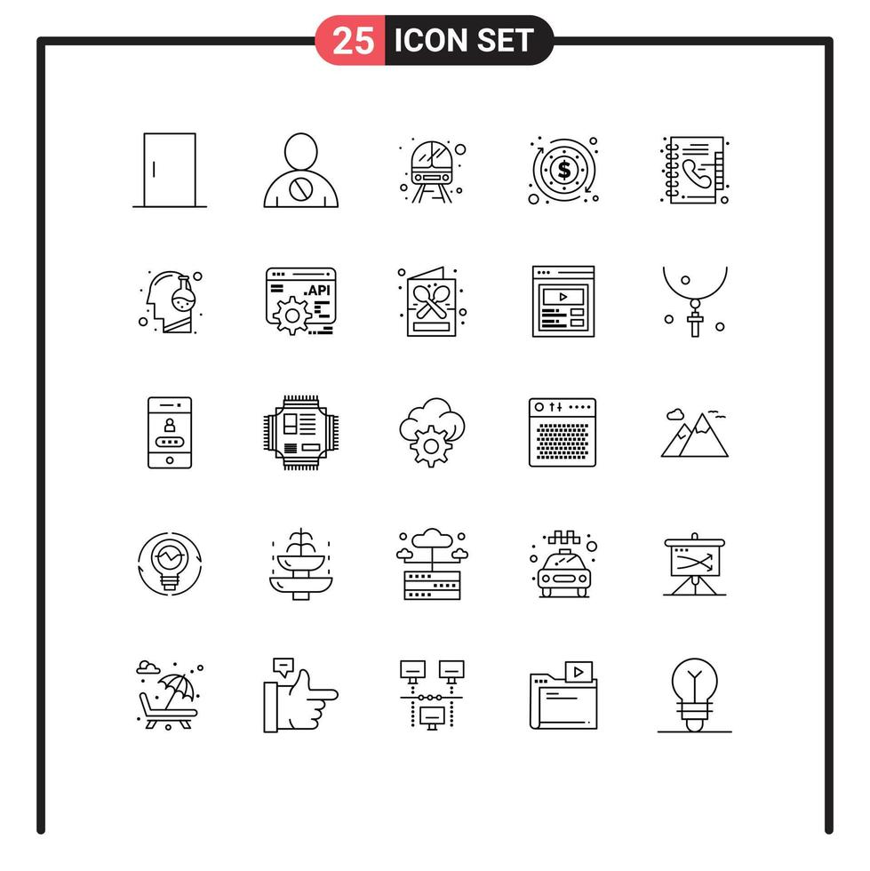 Modern Set of 25 Lines and symbols such as directory process human business vehicle Editable Vector Design Elements