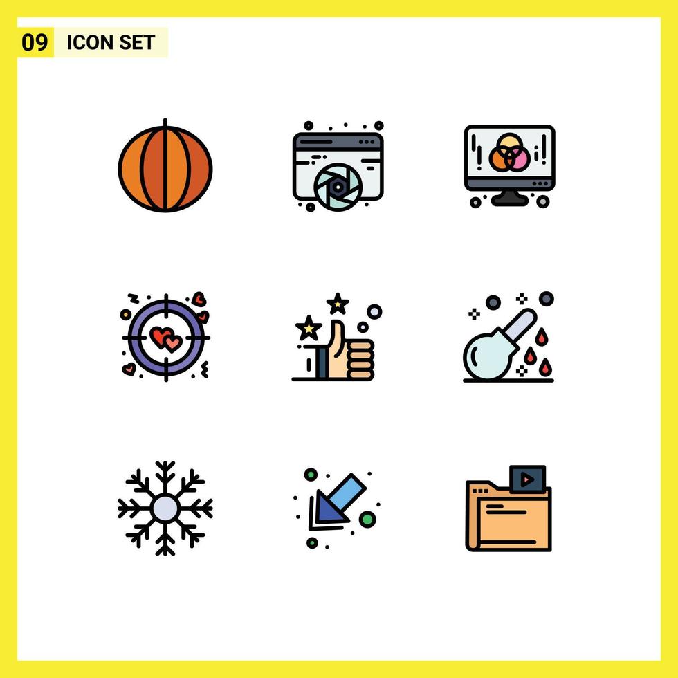 9 Creative Icons Modern Signs and Symbols of target heart graphic creative development Editable Vector Design Elements