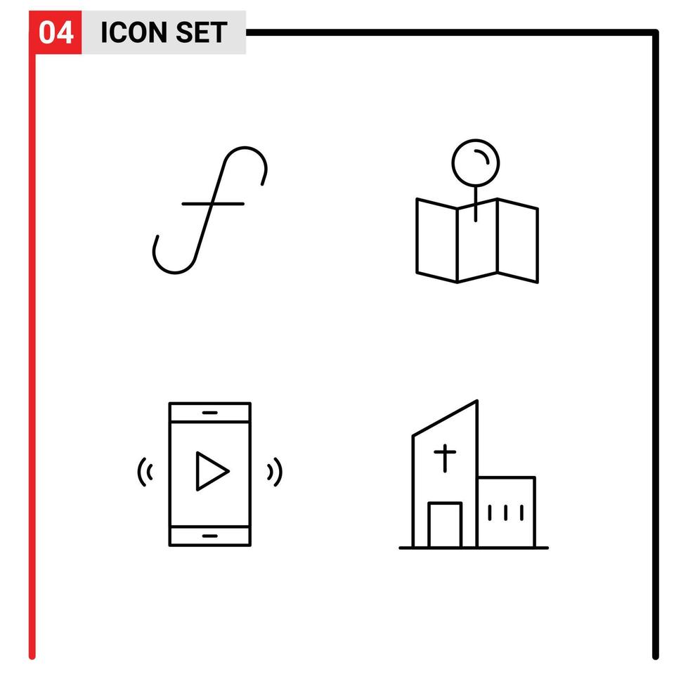 Group of 4 Modern Filledline Flat Colors Set for guilder loudspeaker currency pointer speaker Editable Vector Design Elements