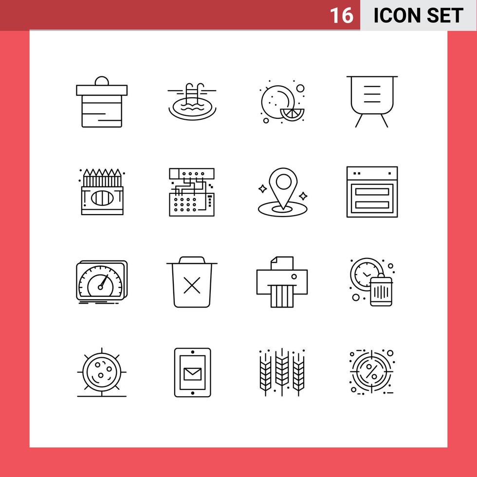 valores vector icono paquete de dieciséis línea señales y símbolos para color eliminar comida actuación Eliminar editable vector diseño elementos