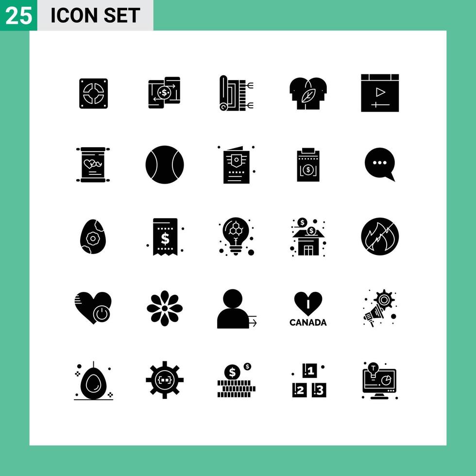 Set of 25 Modern UI Icons Symbols Signs for mind eco mind phone eco pray Editable Vector Design Elements