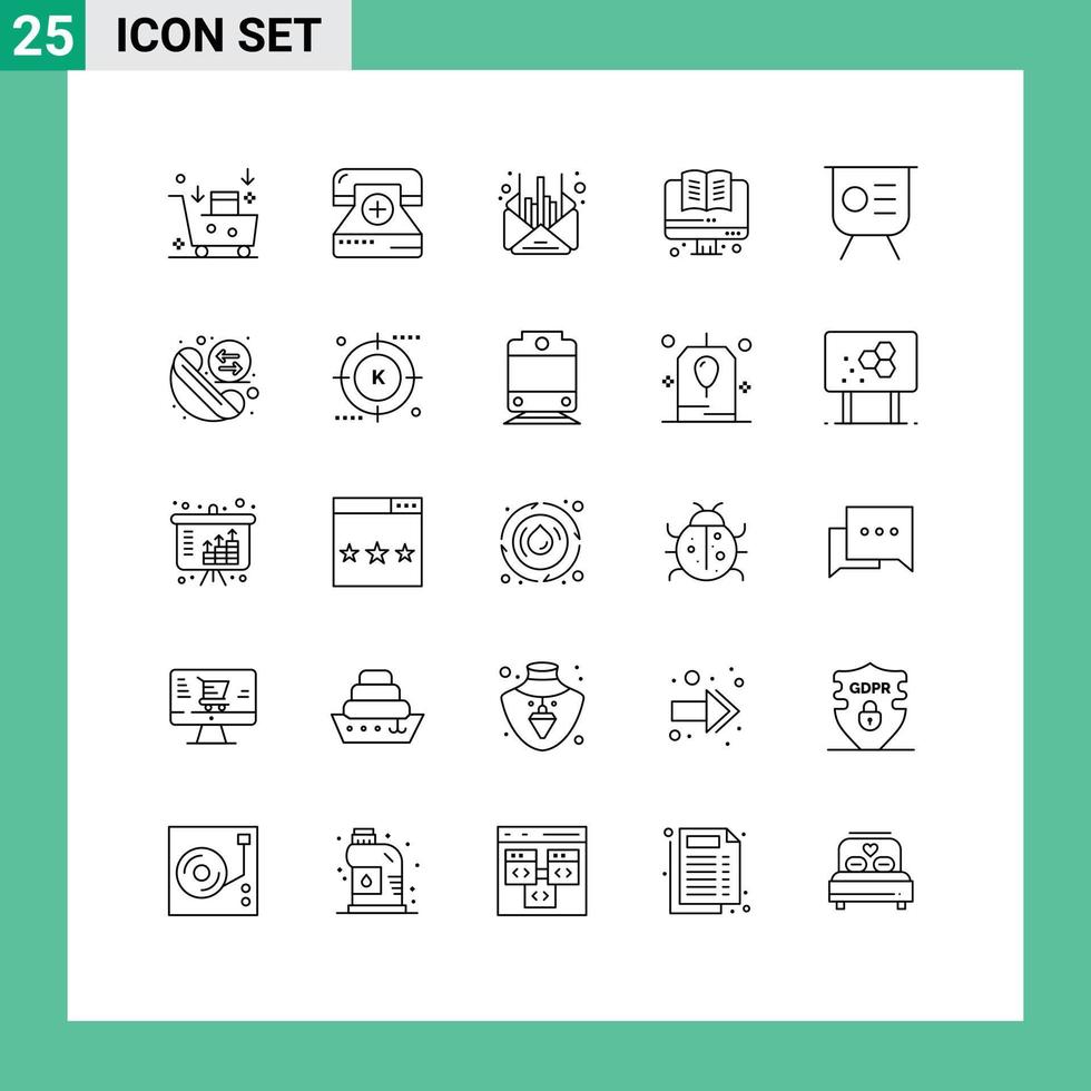25 creativo íconos moderno señales y símbolos de Finanzas educación formar en línea negocio editable vector diseño elementos