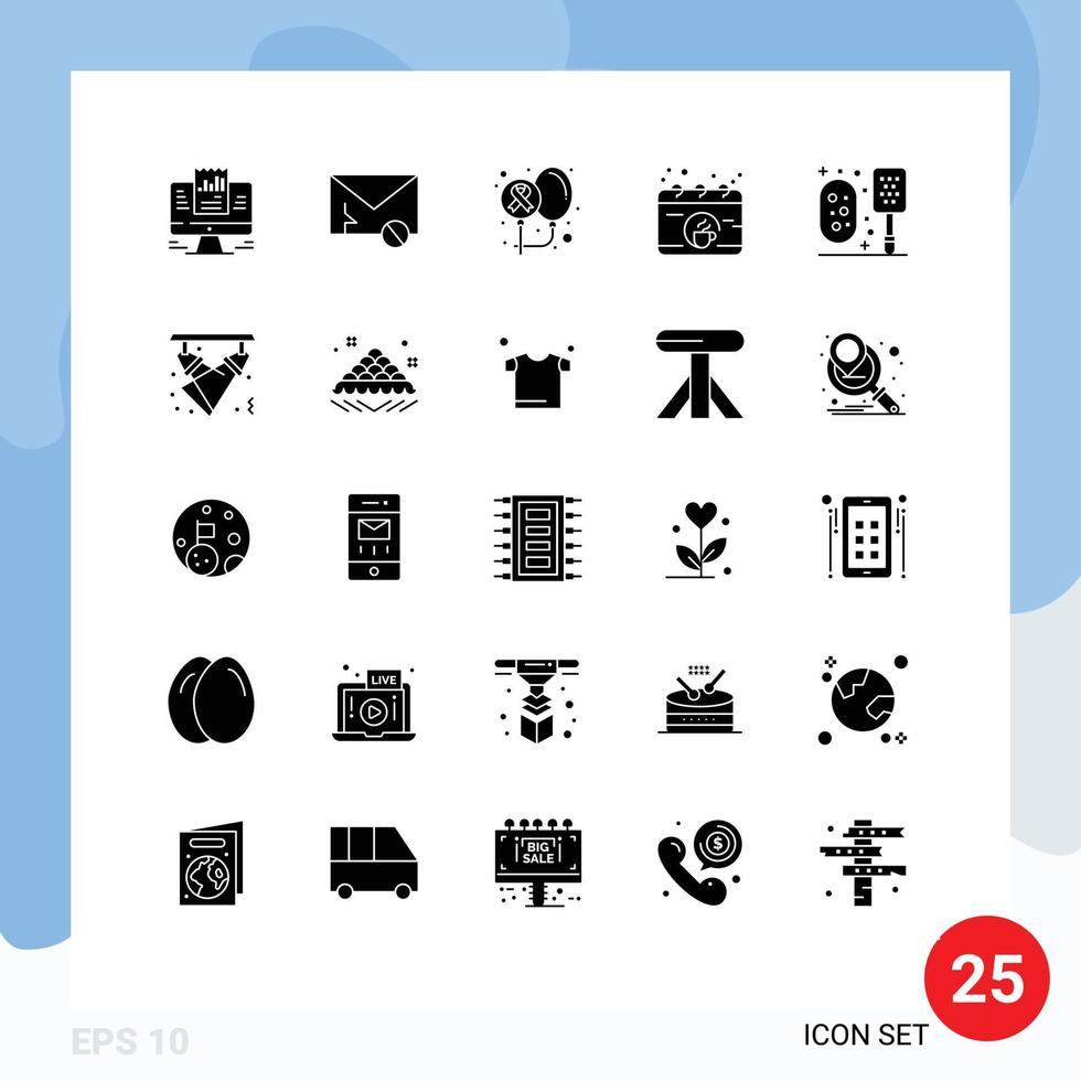 Set of 25 Modern UI Icons Symbols Signs for coffee calendar sms world day Editable Vector Design Elements