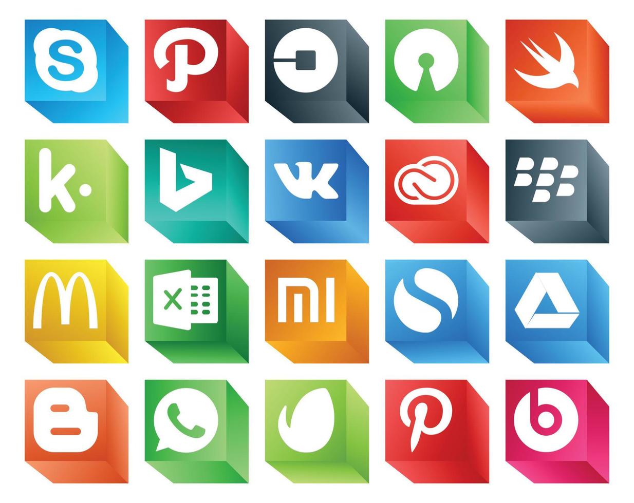 20 Social Media Icon Pack Including xiaomi mcdonalds kik blackberry cc vector