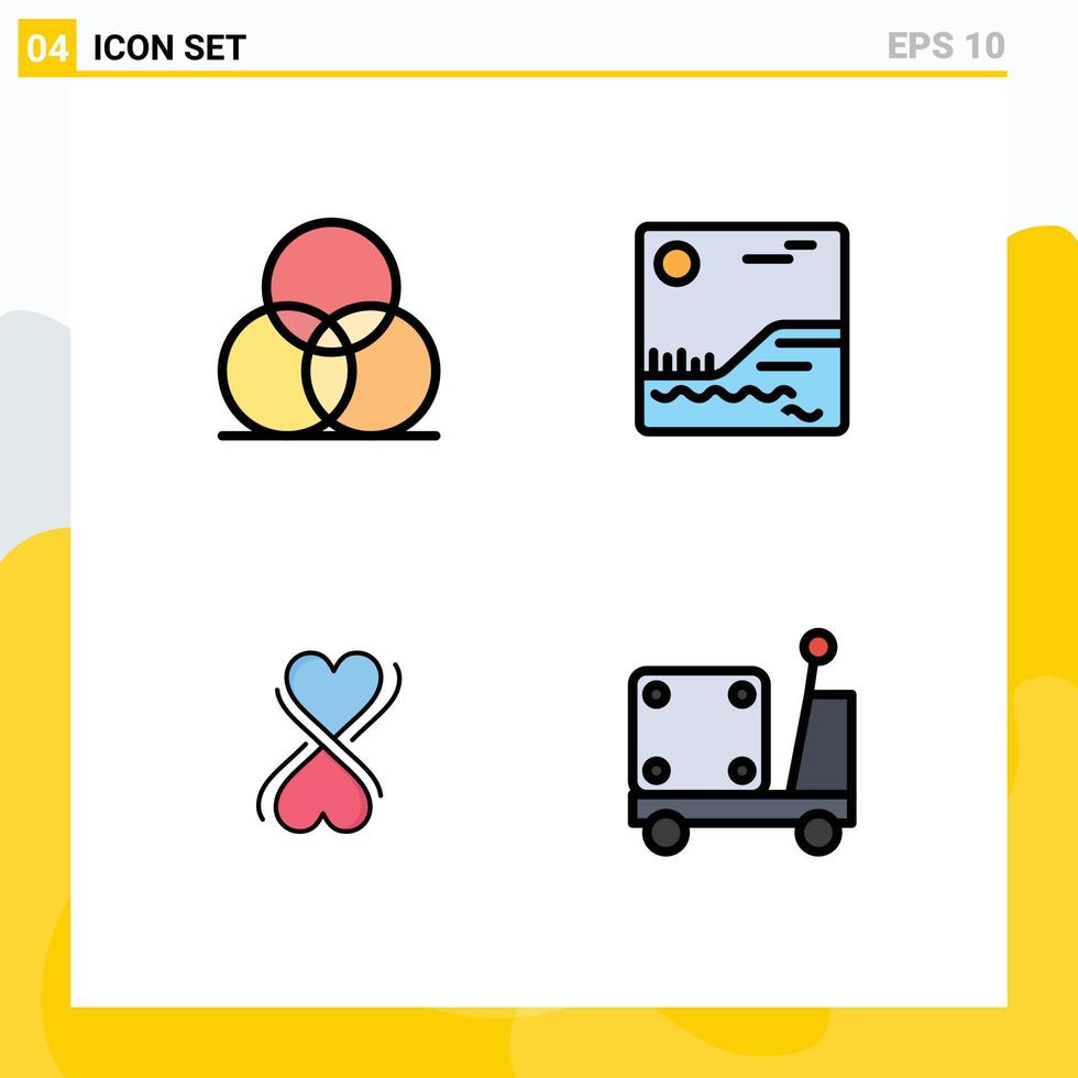 Set of 4 Modern UI Icons Symbols Signs for color typography design canada logistic Editable Vector Design Elements