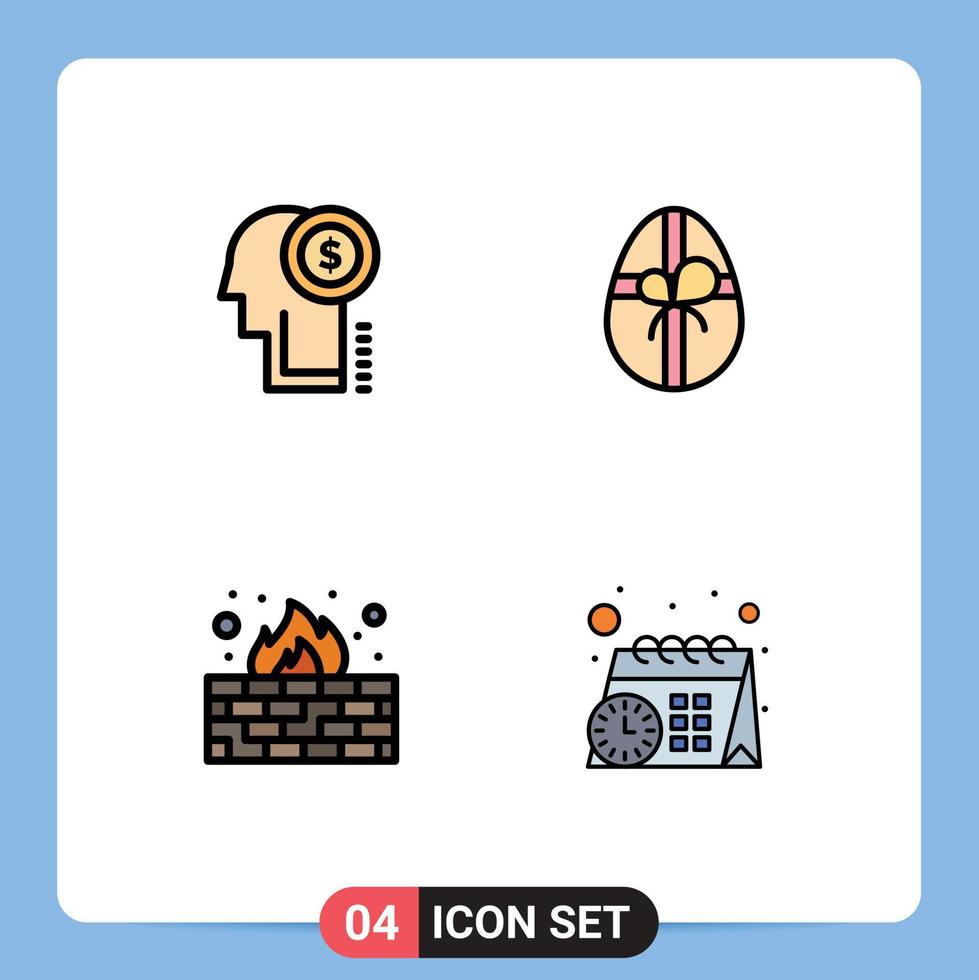 Set of 4 Modern UI Icons Symbols Signs for idea internet thinking easter calendar Editable Vector Design Elements