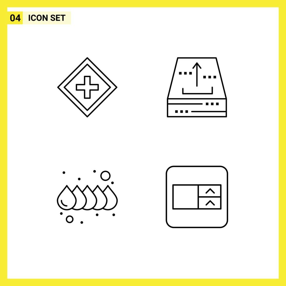 Mobile Interface Line Set of 4 Pictograms of customer up service box drop Editable Vector Design Elements