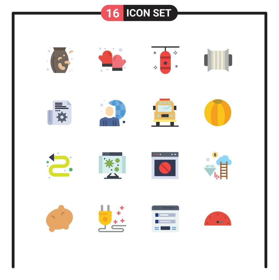 Modern Set of 16 Flat Colors and symbols such as folder music punching bag instrument accordion Editable Pack of Creative Vector Design Elements