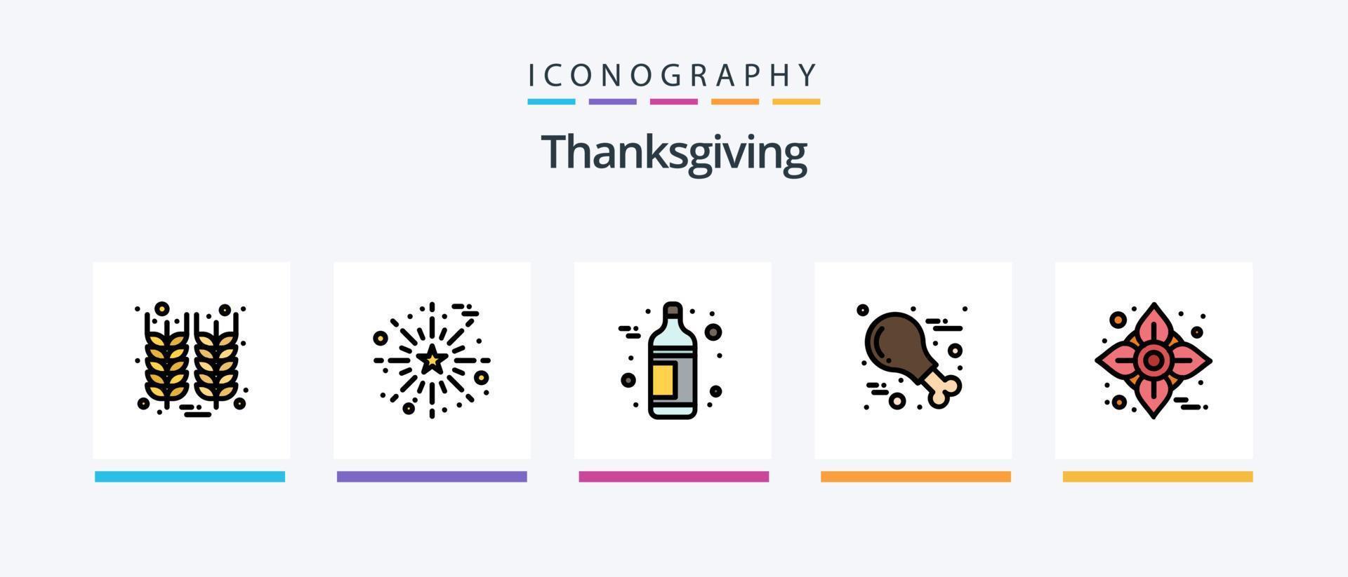 Thanksgiving Line Filled 5 Icon Pack Including thanksgiving. newsletter. thanksgiving. gift box. thanks day. Creative Icons Design vector
