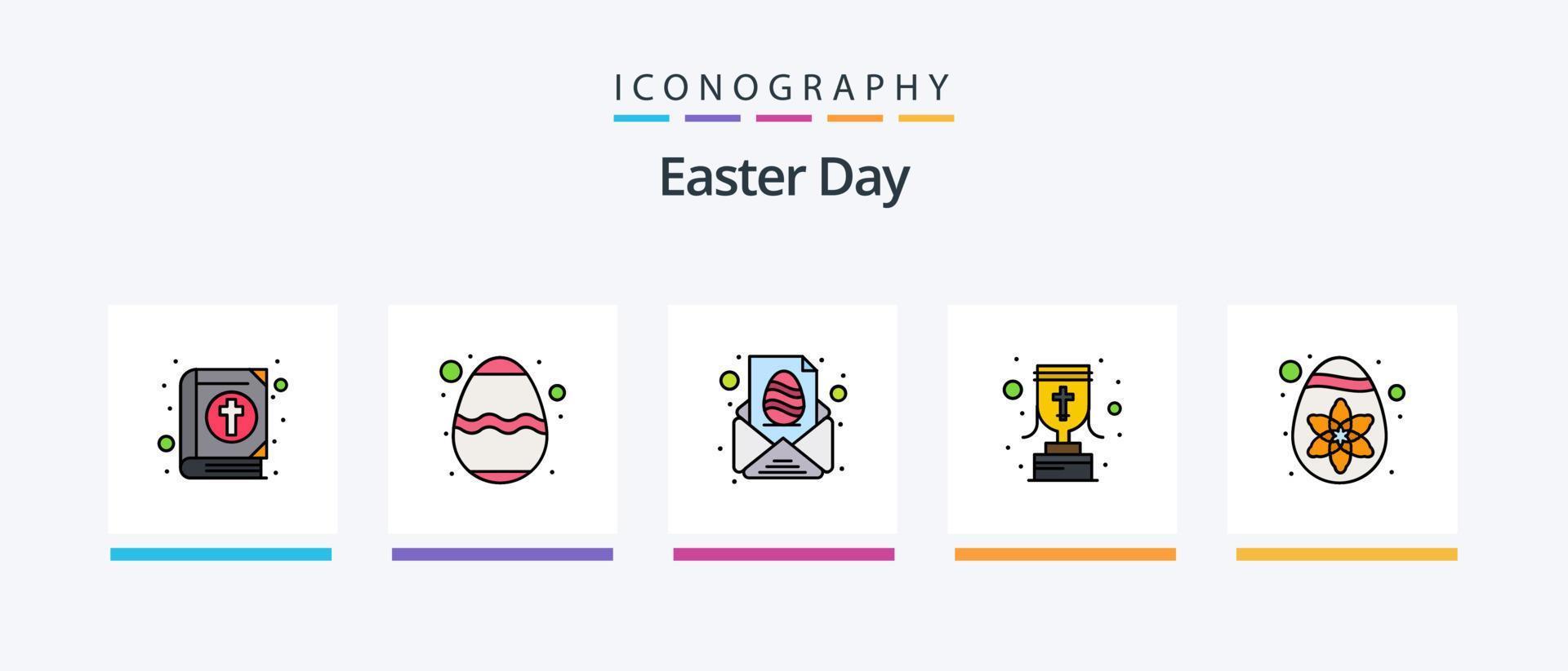 Easter Line Filled 5 Icon Pack Including basket. reward. care. goblet. cross. Creative Icons Design vector