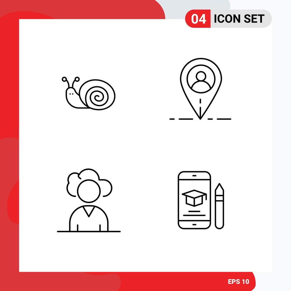 Set of 4 Modern UI Icons Symbols Signs for bug person spring user education Editable Vector Design Elements