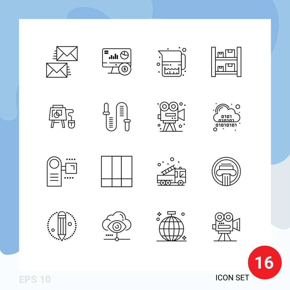 16 Creative Icons Modern Signs and Symbols of mouse logistic investment boxes milk jug Editable Vector Design Elements