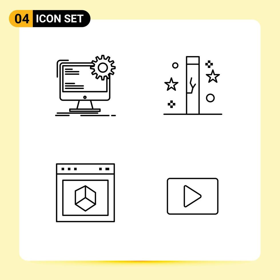 4 Line concept for Websites Mobile and Apps internet magic site day browser Editable Vector Design Elements