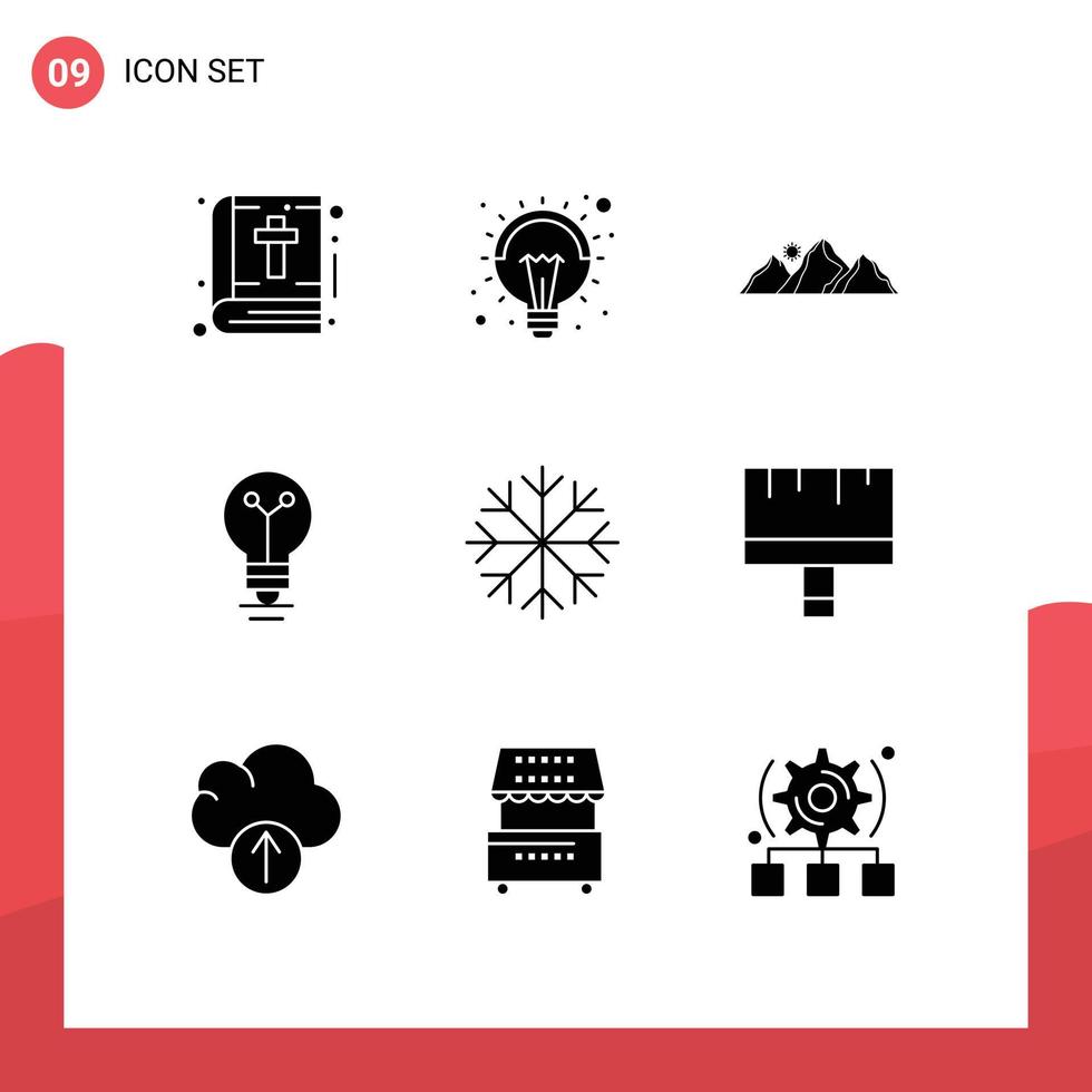 9 Creative Icons Modern Signs and Symbols of frost light hill lab sun Editable Vector Design Elements