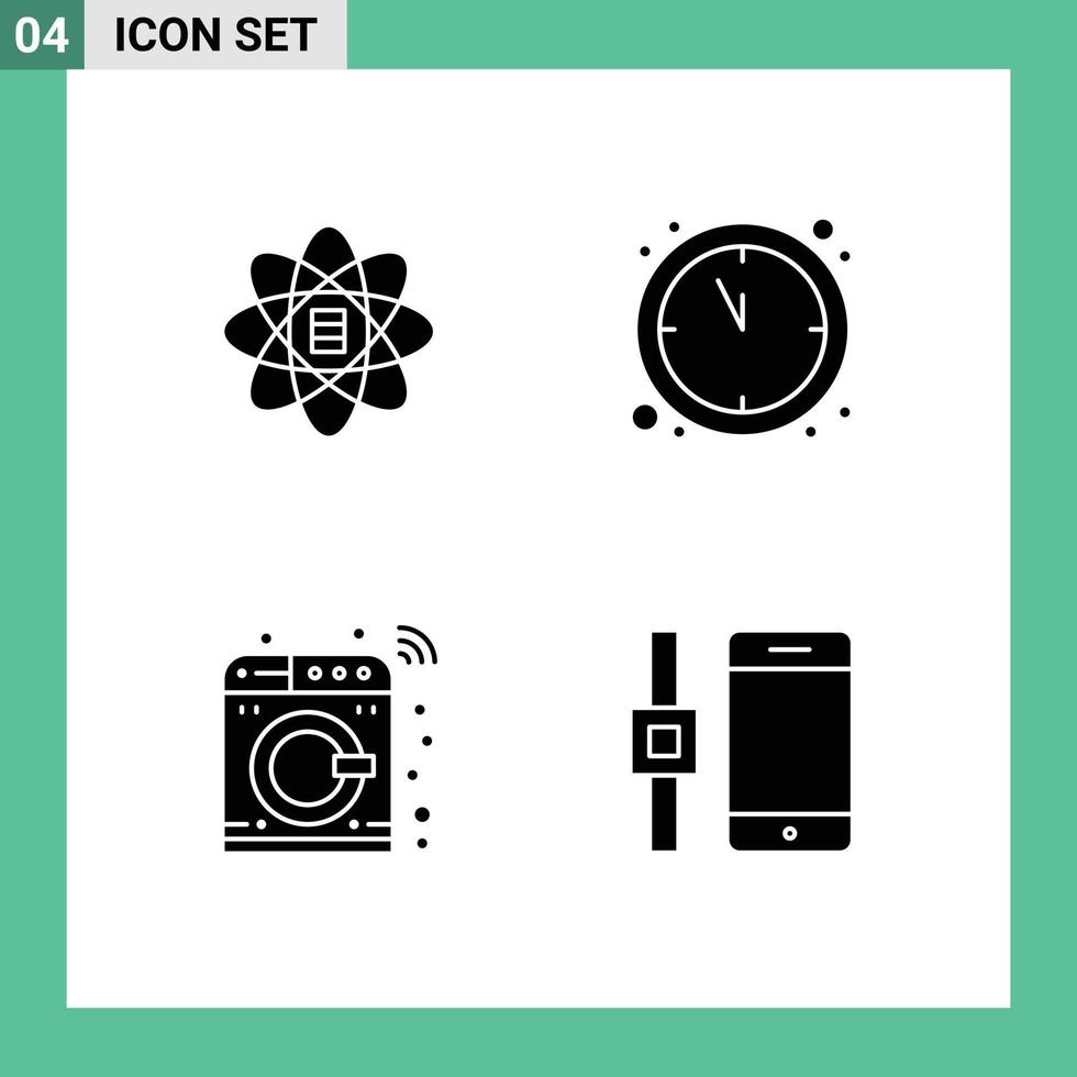 Modern Set of 4 Solid Glyphs Pictograph of data smart dollar new year connect Editable Vector Design Elements