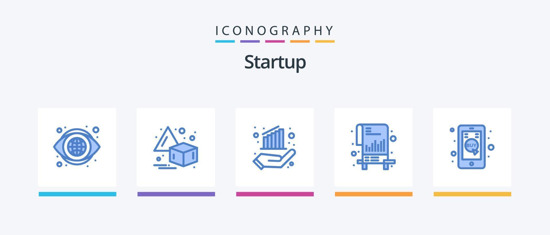 Startup Blue 5 Icon Pack Including mobile. click mobile. data. file. documents. Creative Icons Design vector