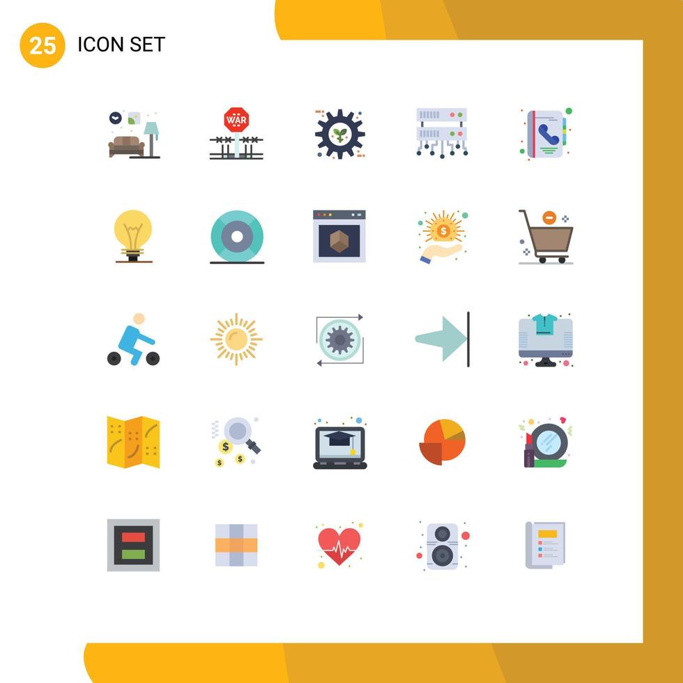 Group of 25 Modern Flat Colors Set for address shared server occupy database server preference Editable Vector Design Elements