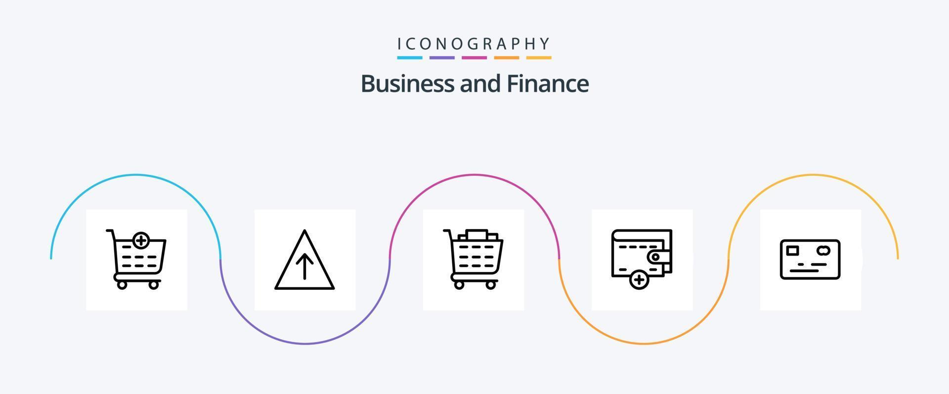 Finanzas línea 5 5 icono paquete incluso . compras carro. pago. crédito tarjeta vector