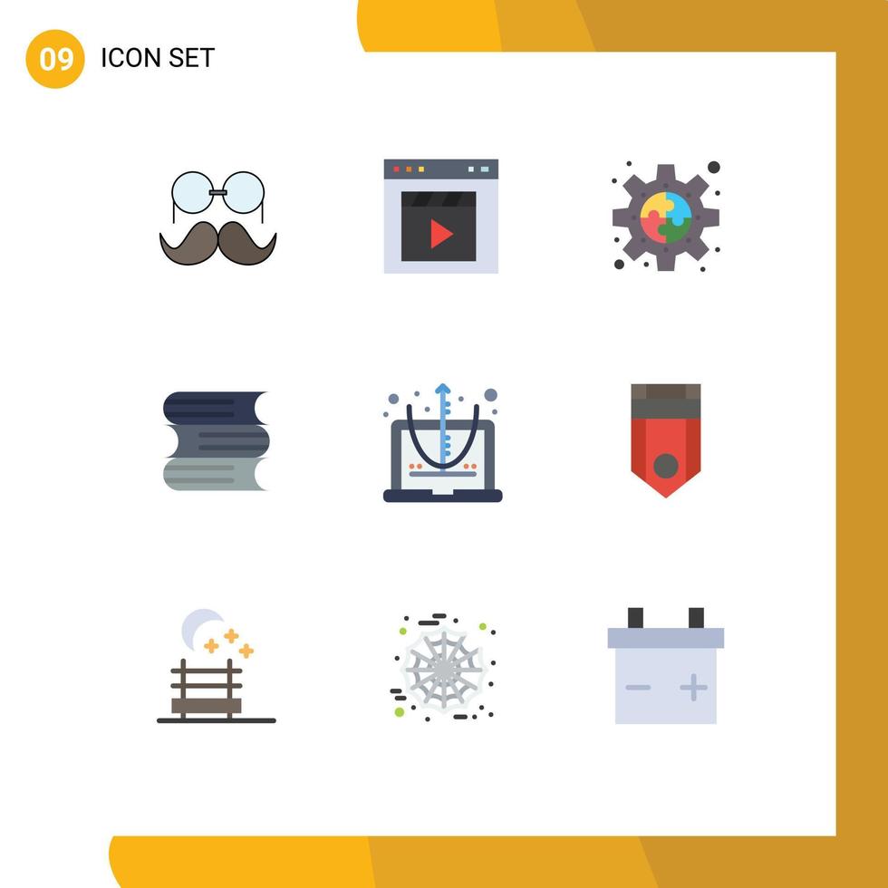 Modern Set of 9 Flat Colors Pictograph of files document interface puzzle piece Editable Vector Design Elements