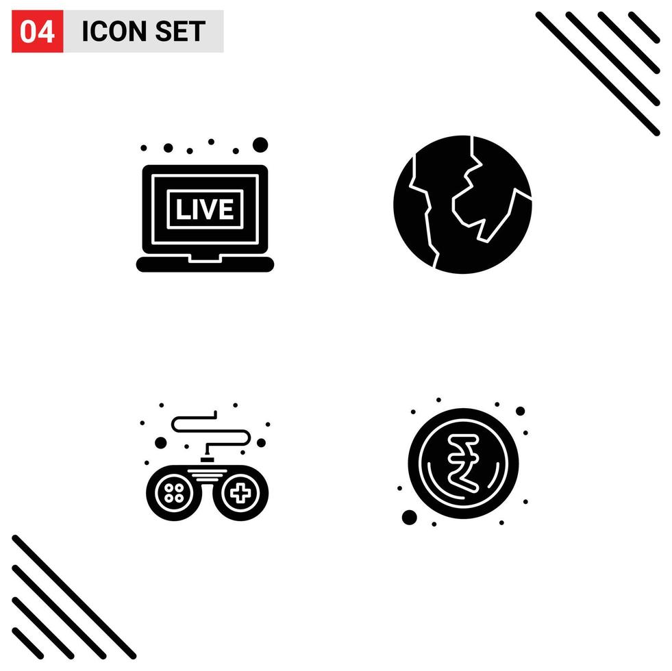 conjunto de 4 4 moderno ui íconos símbolos señales para radiodifusión dinero mundo dispositivo capa 1 editable vector diseño elementos