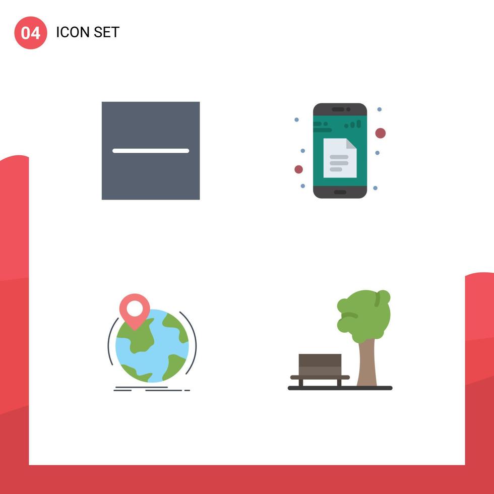 User Interface Pack of 4 Basic Flat Icons of close globe minus sheets pin Editable Vector Design Elements