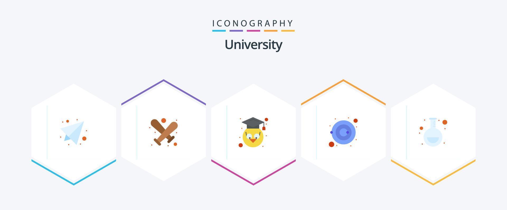 University 25 Flat icon pack including lab. owl. planets. astronomy vector