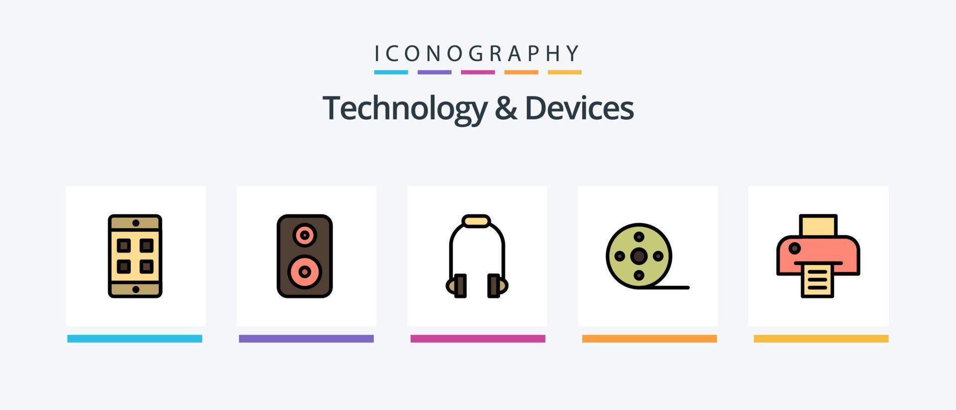 Devices Line Filled 5 Icon Pack Including . webcam. photo. camera. memory card. Creative Icons Design vector