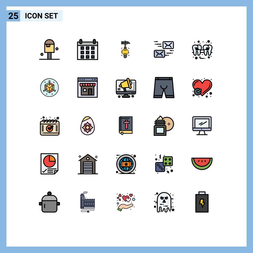 25 Creative Icons Modern Signs and Symbols of health dental crash message mail Editable Vector Design Elements