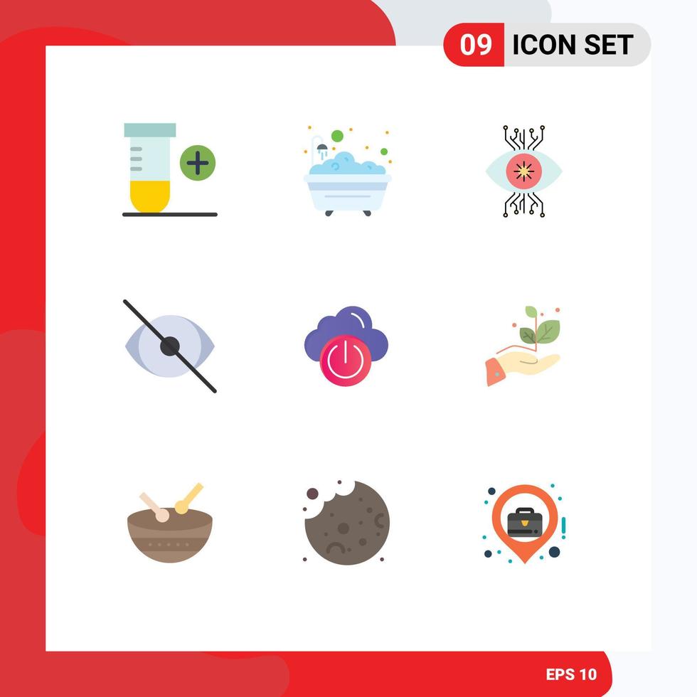 Stock Vector Icon Pack of 9 Line Signs and Symbols for cloud vision monitoring human eye Editable Vector Design Elements